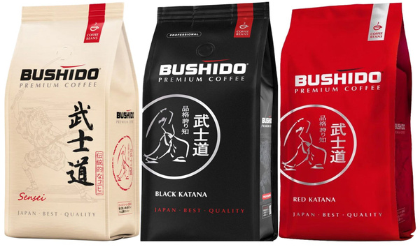 Кофе в зернах BUSHIDO набор (Sensei + Black + Red), 1кг х 3шт - купить ...