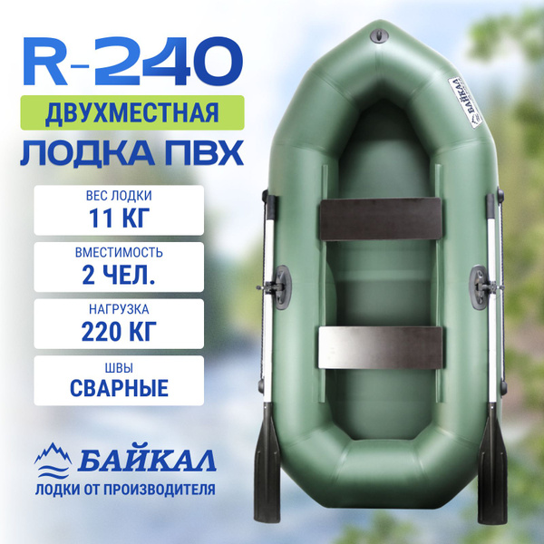 Лодка надувная для рыбалки ПВХ Байкал 240 двухместная - купить по ...