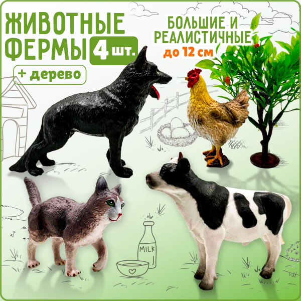 Игровой набор фигурок домашних животных для малышей "Домашние животные ...