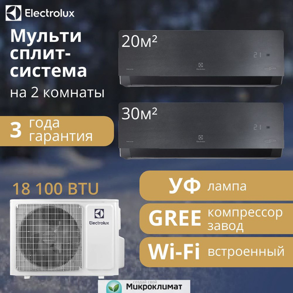 Черная инверторная мульти сплит-система Electrolux Enterprise Super DC ...