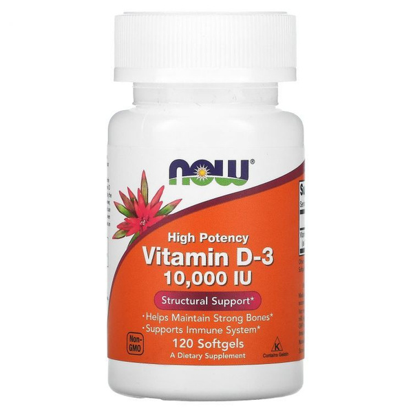 Now Foods, Vitamin D3 10000ME, Витамин D3, 10 000 МЕ, 120 желатиновых ...