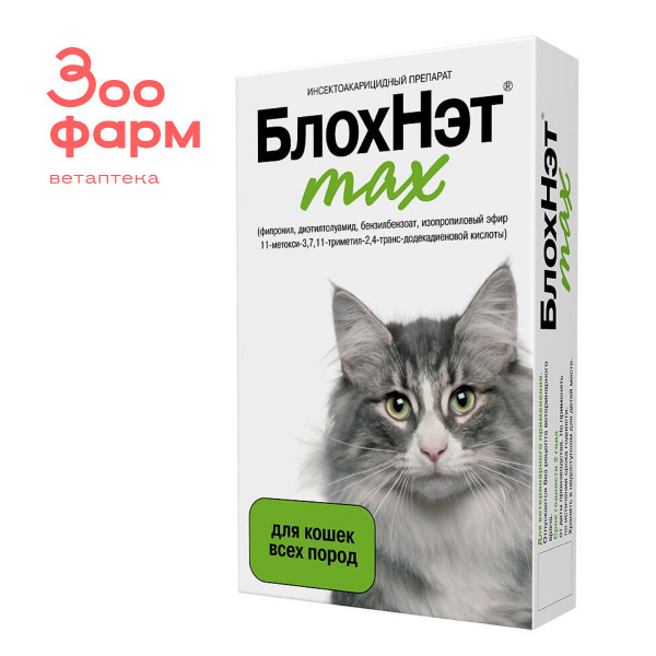 БлохНэт max капли для кошек и котят, 1 пипетка - купить с доставкой по ...