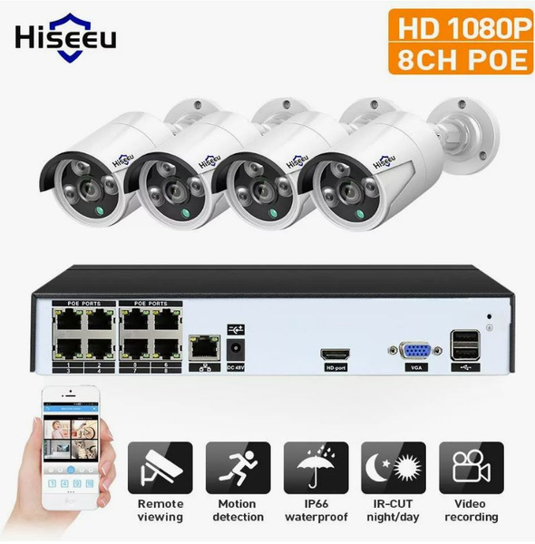 Hiseeu 4 IP камеры 5 МР 3MP H.265 8 CH POE система видеонаблюдения 1ТБ ...