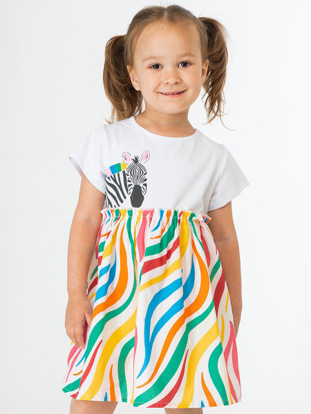 Летнее хлопковое платье из перкаля для девочки Bonito kids P1188белый ...