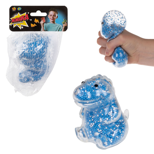 Игрушка антистресс для рук с шариками 1TOY Динозавр, резиновая ...
