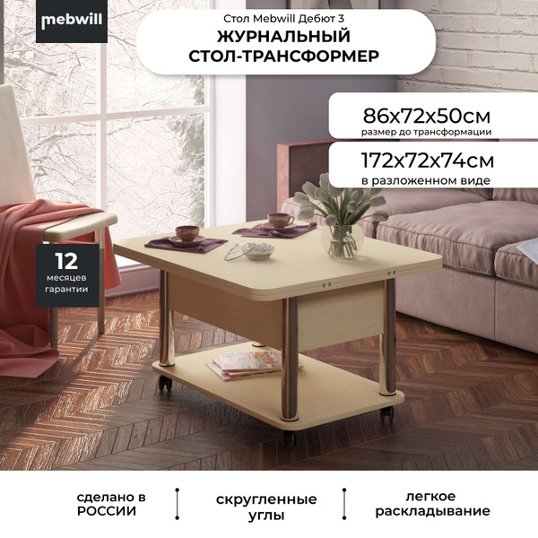 Вопросы и ответы о Журнальный Стол-трансформер Дебют 3 венге светлый ...