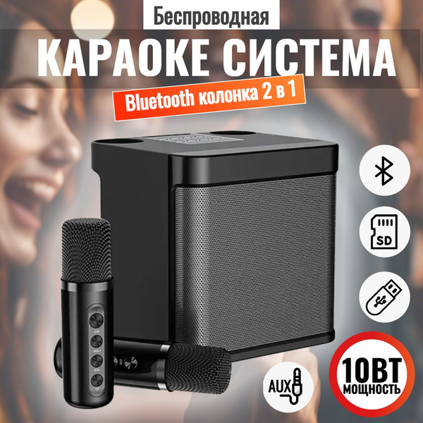 Беспроводная караоке система с двумя микрофонами, bluetooth колонка 2 в ...