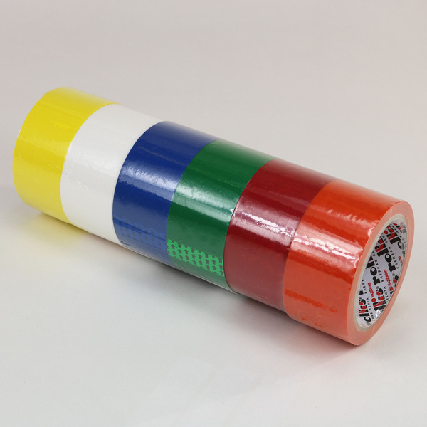 Скотч цветной Rollis 48мм 60м 40мкм оранжевый,красный, зеленый, синий ...