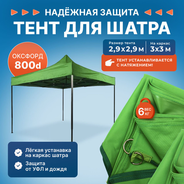 Тент для шатра 3х3 м без каркаса. УСИЛЕННЫЙ. плотный брезент, ТЕНТ ...