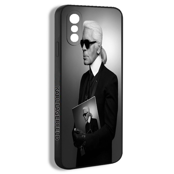 чехол для айфон iPhone X Карл Лагерфельд рука фото черное искусство ...