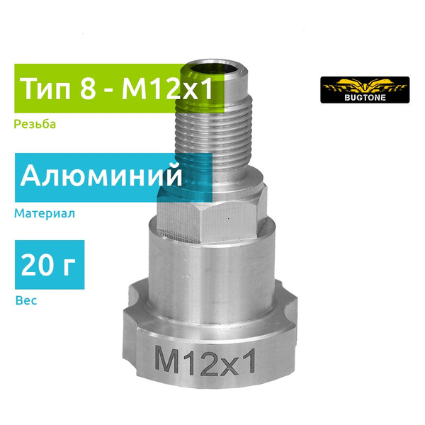 Адаптер PPS алюминиевый, переходник ТИП 8 резьба наружная M12х1мм для ...