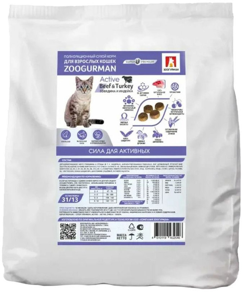 Корм Зоогурман Beef&Turkey Active Super Premium Sterilized Balanced ...