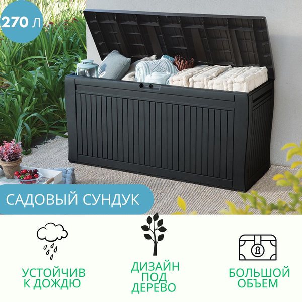 Сундук для хранения, Садовый сундук уличный 270 литров,графит - купить ...