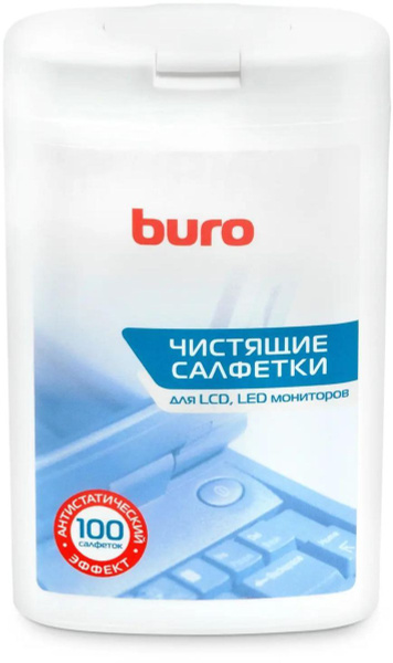 Влажные салфетки Buro BU-tft, 100 шт (туба) для экранов ЖК мониторов ...