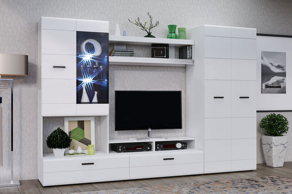 Стенка для гостиной Нэнси NEW МДФ Вариант 4, белый купить по выгодной ...