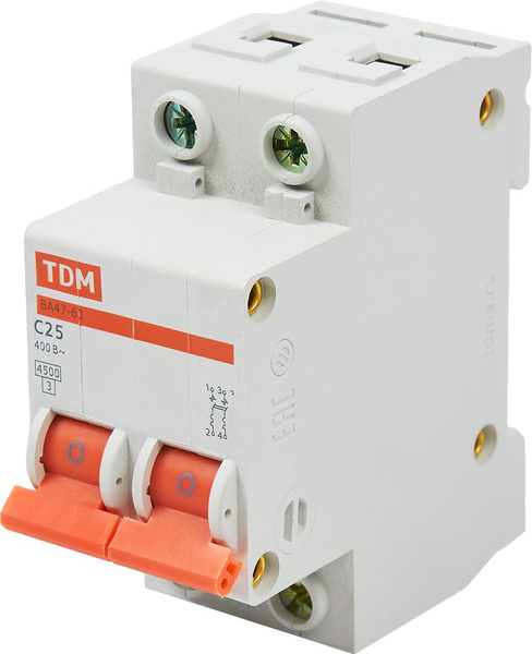 Автоматический выключатель TDM Electric ВА47-63 2P C25 А 4.5 кА SQ0218 ...