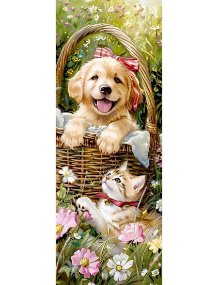 Алмазная мозаика на подрамнике "Кошки и собаки" 70x24 см - купить с ...