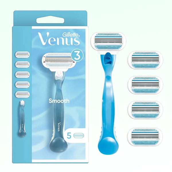 Набор женский станок Venus Smooth + 5 кассет, 3 лезвия, повторяющие ...