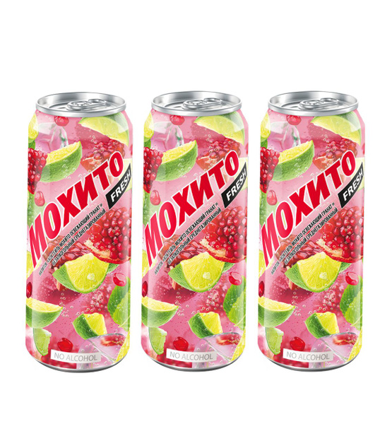 Газированный напиток Мохито Fresh, со вкусом Граната, 3 шт по 0,5 л ...