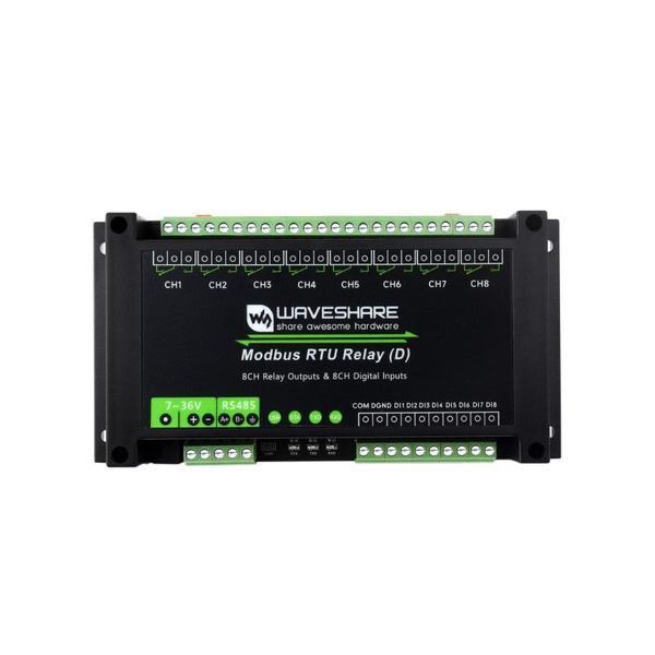 Промышленный 8-канальный релейный модуль Modbus RTU (D) с цифровым ...
