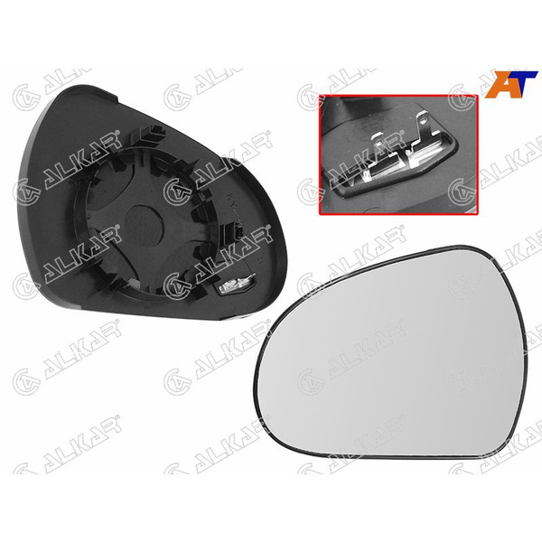 Полотно зеркала Peugeot 308 07-15 / 207 06-15 (Слева/ Обогрев/ Асферическое)
