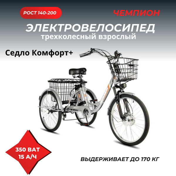 Электровелосипед трехколесный для взрослых 350 15 (Комфорт Плюс) РВЗ ...