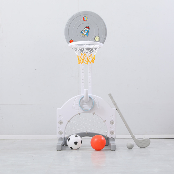 Детская баскетбольная стойка UNIX Kids Space Grey, щит с кольцом и ...
