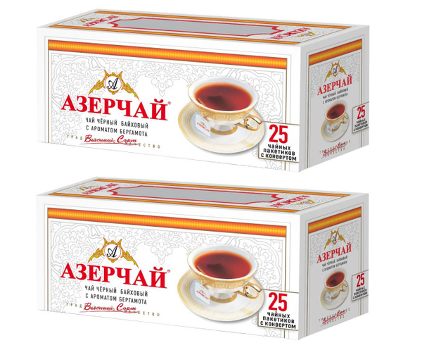 Чай черный с Бергамотом Азерчай, в пакетиках, 25пак * 2 пачки - купить ...