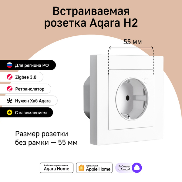 Умная встраиваемая розетка Aqara H2 WP-P01D, умный дом, белый - купить ...