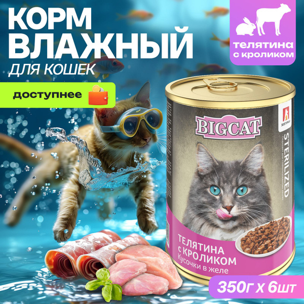 Влажный корм для кошек Зоогурман консервированный BIG CAT, с телятиной ...