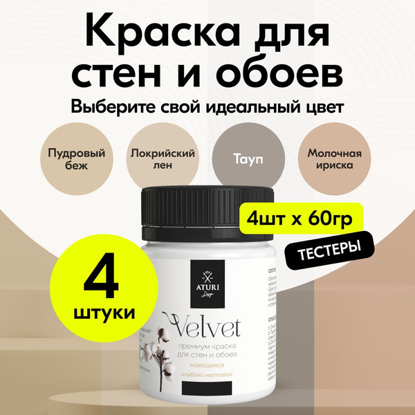 Краска Aturi Design Интерьерная. Быстросохнущая, Акриловая, Водно ...