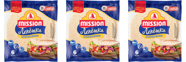Mission/ Лепешки пшеничные Оригинальные, 20 см, 6 шт, 250 г, 3 уп ...