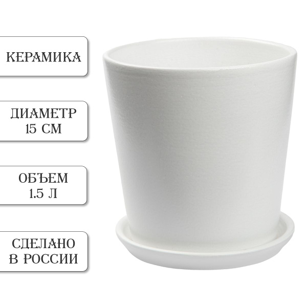 Горшок для цветов, 15.5 см х 15 см х 15 см, 1.5 л, 1 шт - купить с ...