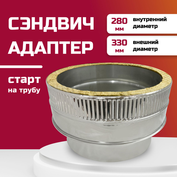 Адаптер сэндвич для дымохода изолированный, двухконтурный D280м/280 ...