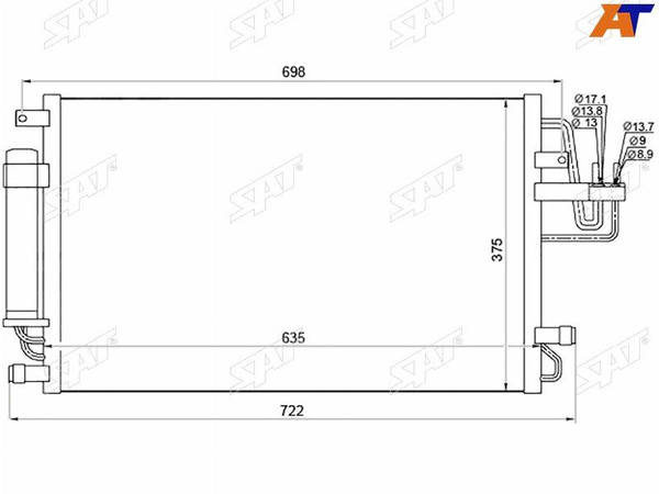 .SAT Радиатор кондиционера для Hyundai Tucson 04-09 / Kia Sportage 06 ...