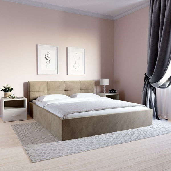 Кровать с подъемным механизмом MS Lite велюр мокка, 140х190, без ножек ...