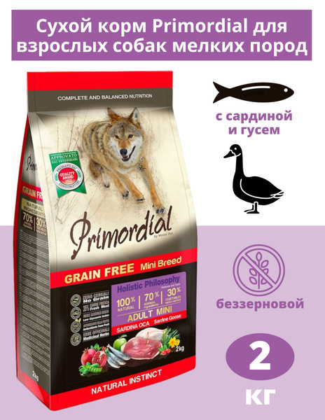 PRIMORDIAL ADULT MINI BREED Сухой беззерновой корм для взрослых собак ...