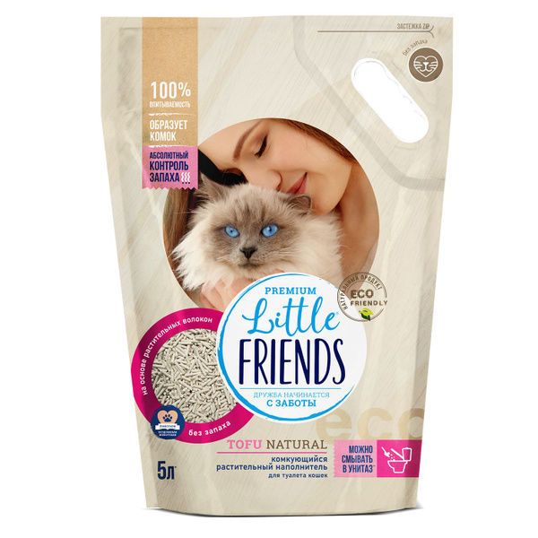 Наполнитель для кошачьего туалета Little Friends Tofu Natural 5л (2,5кг ...