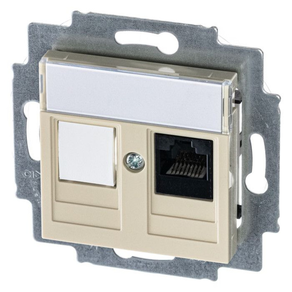 Розетка компьютерная RJ45 ABB LEVIT, скрытый монтаж, слоновая кость ...