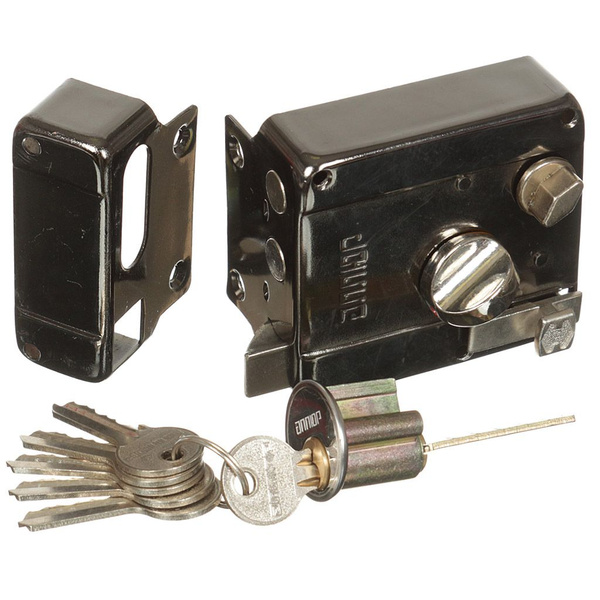 Замок накладной дверной, Аллюр, 556BN6R, коробка, цилиндр, 5 ключей ...