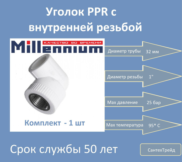Уголок полипропиленовый с вн/рез. 32- 1" 1шт купить на OZON по низкой ...