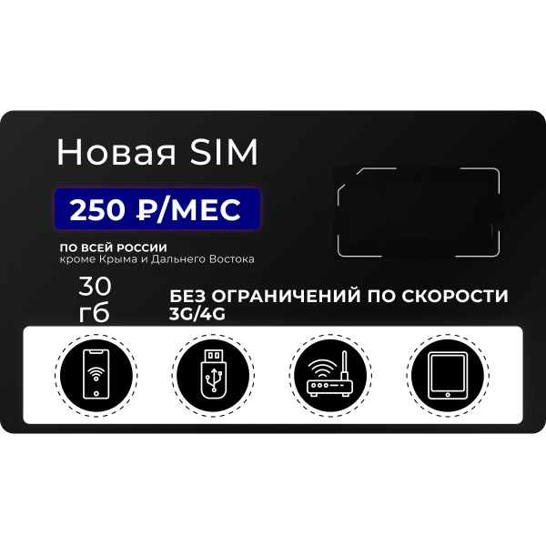 Cим карта безлимитный интернет SIM-карта Тариф для модема и роутера 30 ...