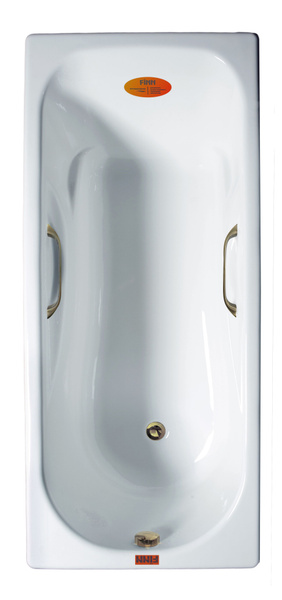 Чугунная ванна Finn Anatomic 150x75x42 с квадратными бронзовыми ручками ...
