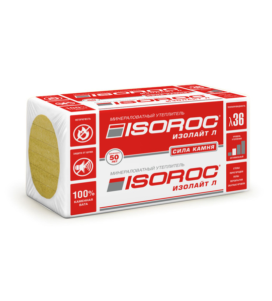 Утеплитель каменная вата ISOROC ПП-80 (на основе базальта) 50мм 3,6м2 ...