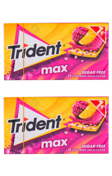 Жевательная резинка Trident Max малина-лимон 2 уп по 30 г, Турция ...