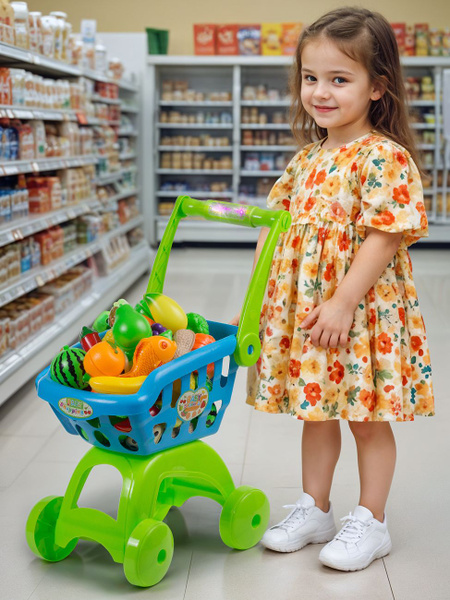 Тележка с продуктами детская / Магазин детский игровой купить на OZON ...