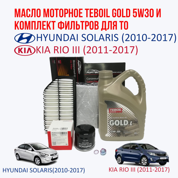 Комплект фильтров для Hyundai Solaris I (Хендай Солярис 1)/ Kia Rio III ...