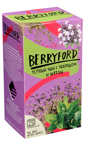 Чай BERRYFORD Черный в пакетиках с чабрецом и мятой 25 пакетиков купить ...