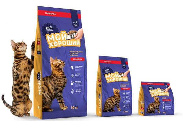 Мой хороший - сухой корм для взрослых кошек с говядиной 1,5 кг. купить ...