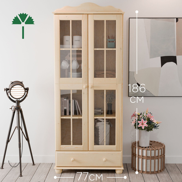 Шкаф-витрина Dipriz Шкаф с витриной Бритта 2 двери, 77x31.6x186.3 см ...